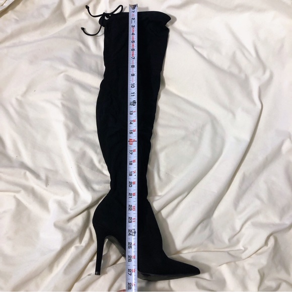 Womens Aldo Size 8.5 over the knee tight black suede high heel boots - Picture 10 of 11